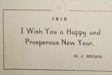 I wish you a Happy Prosperous New Year M.J. Brown Postcard 1915 Rectangle