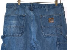 VINTAGE CARHARTT MENS BLUE PANTS SIZE 36 INSEAM IS 30" MADE IN THE USA