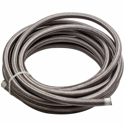 AN-6 Stainless Steel Braided Rubber Fuel Hose - 5/16" (8mm) ID, 1/2 Meter Length