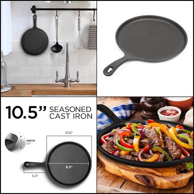 Crêpière Lodge Fonte 26cm - Compatible Tous Feux Dont Induction, Naturellement Anti-Adhésive