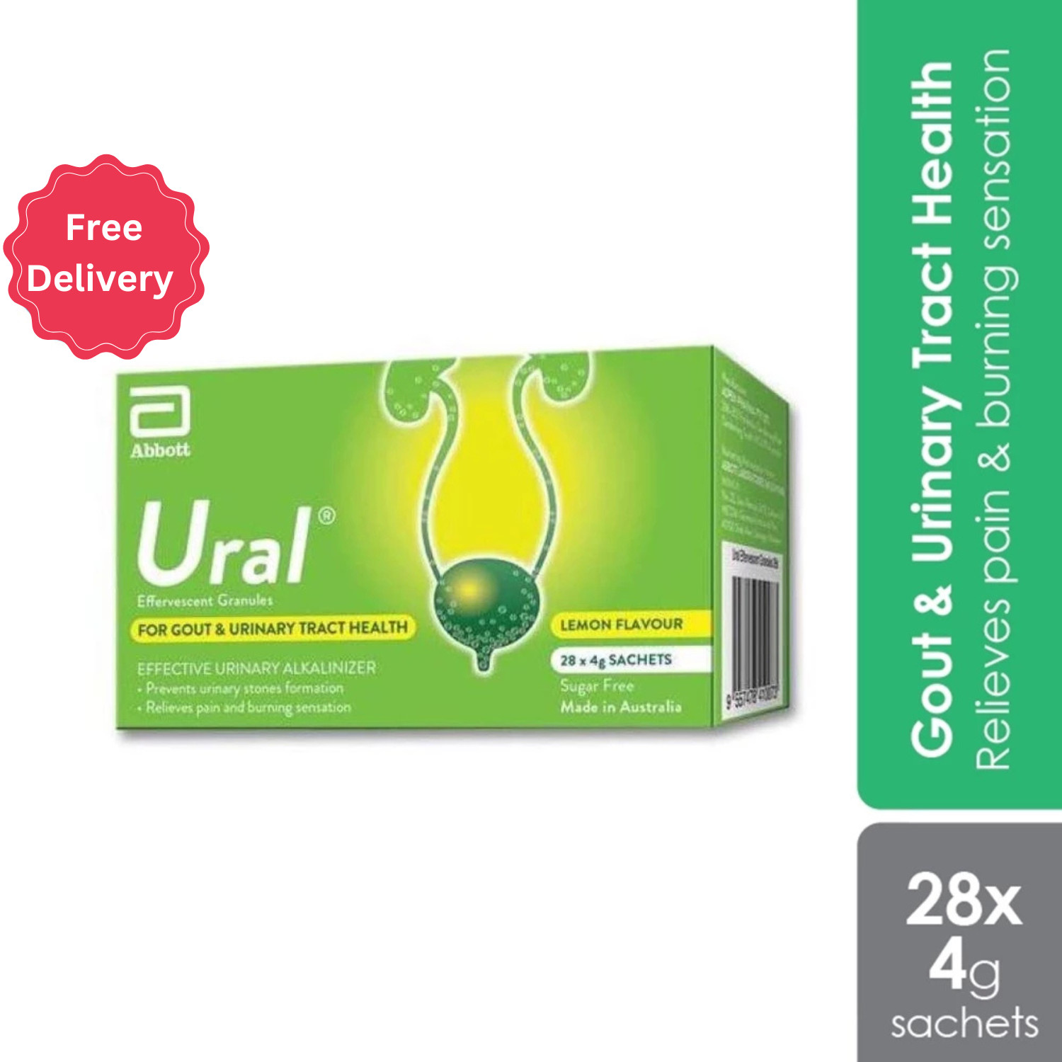 1X Abbott Ural Gránulos Efervescentes Alcalinizador de Orina 4g X 28 Bolsas Envío Gratis