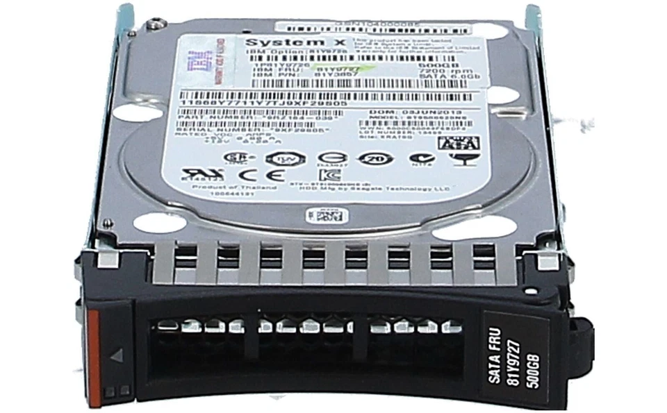 IBM 500GB 81Y9727 81Y9726 81Y3857 7.2K RPM 6Gb/s 2.5" SATA SERVER Hard Drive HDD - Image 2 of 2