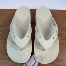 New Womens Crocs Classic Ivory Iconic Comfort Platform Flip Flops Sandals Size 9