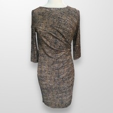 Talbots Womens Size Medium Petite Dress 3/4 Sleeve Stretch Faux Wrap