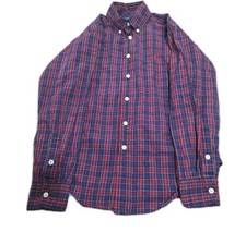 Ralph Lauren Boys Size S 8/10 Button Up Long Sleeve Shirt Plaid Red Blue