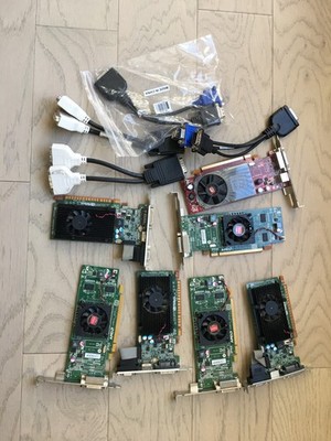 Dell AMD Radeon Video Graphics Card and Adapters Cable lot 7 Cards & 4 Adapters