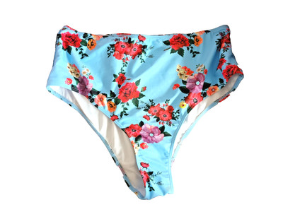 Bikini-Höschen Shein 1XL Blumenmuster Blau Mix hoher Bund