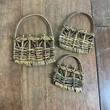 Set of 3 decorative 2D wicker Woven basket Wall decor boho farmhouse