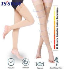 1Pair Thigh High Footless Compression Sleeve Leg Stockings with Silicone Band fo