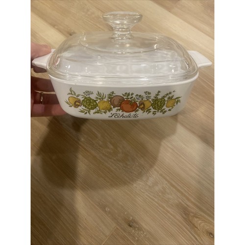 Corning Ware L’Echalote A-1-B 1 Liter Casserole Dish 7” With Pyrex Lid & Handles