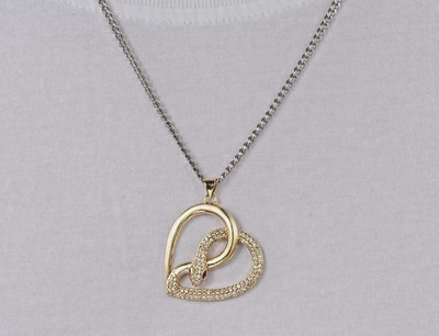 1 ct Round Simulated Diamond Valentine Snake Heart Pendant 14K Yellow Gold Over