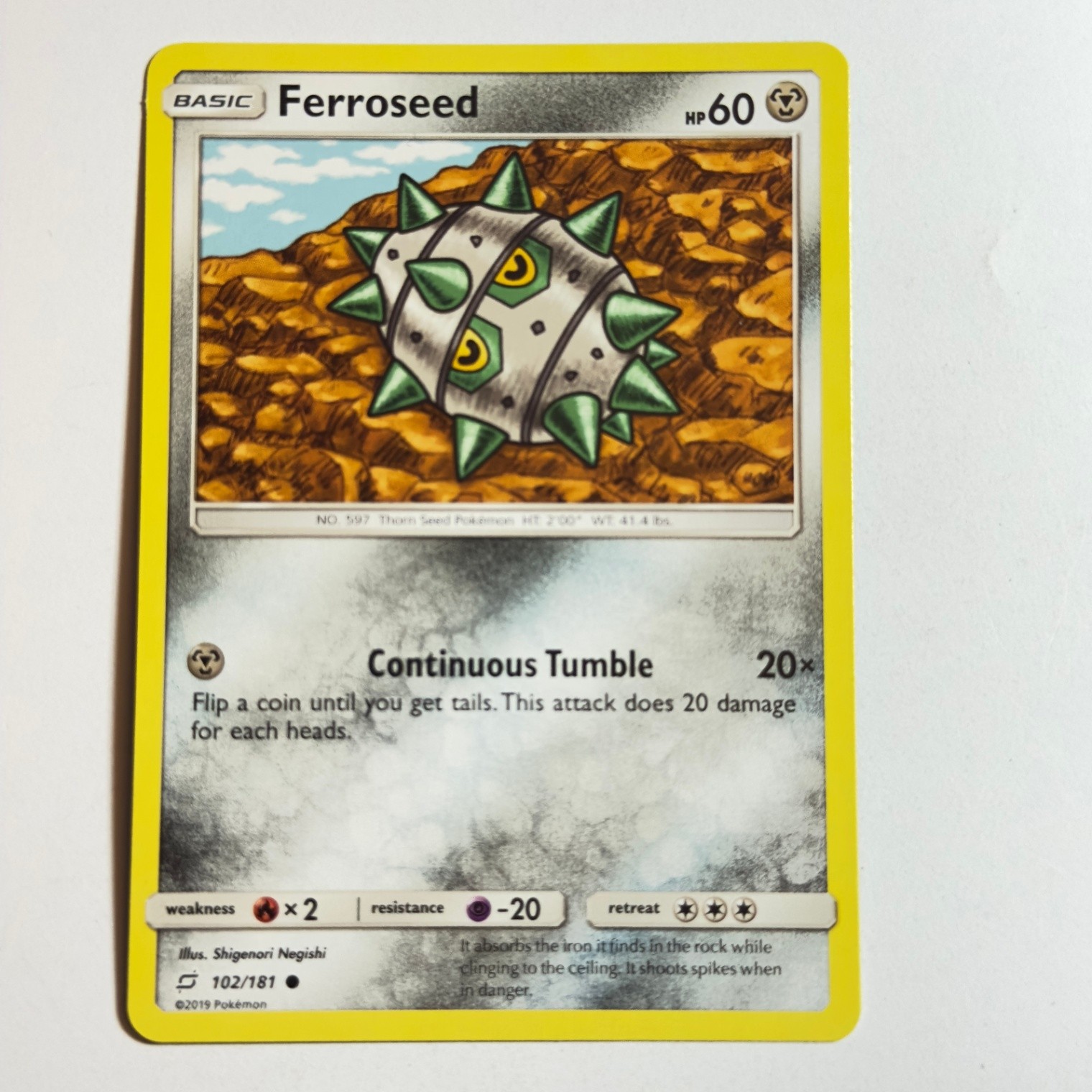 Ferroseed 102/181 Common Regular Card SM - Team Up Pokemon TCG LP