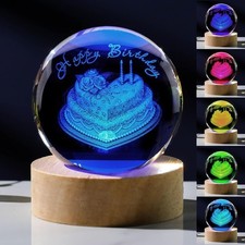3D Birthday Gifts for Women Crystals Ball 60mm - Birthday Figurines Decor Glass