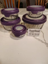 Set 5 Anchor Hocking Trueseal Glass Food Storage Containers w/ Airtight Lids