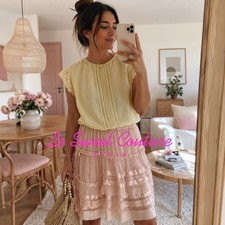ZARA WOMAN SS26 SALE GEORGETTE SKIRT PINK RUFFLES AND GATHERING 5344/133/620