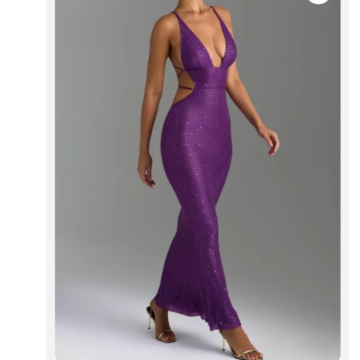 Oh Polly Magdalena Embellished Cut-Out Maxi Dress Grape Purple Size US 14  NEW