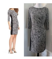 Lauren Ralph Lauren Dress Size 10 Side Ruching Slimming Colorblock Career Party