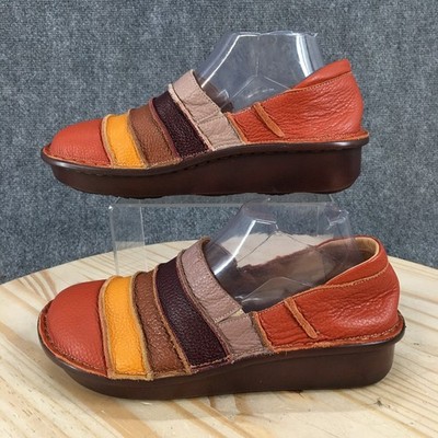 Spring Step Firefly Slip On Clogs Shoes Womens 41 Multicolor Leather Patchwork