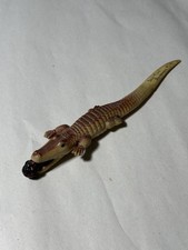 Vintage Celluloid Alligator Eating Man Pencil Holder Japan Made Rare Novelty