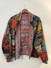 Free People Pandora Bomber Patchwork Jacket Reversible Zip Up Small 248