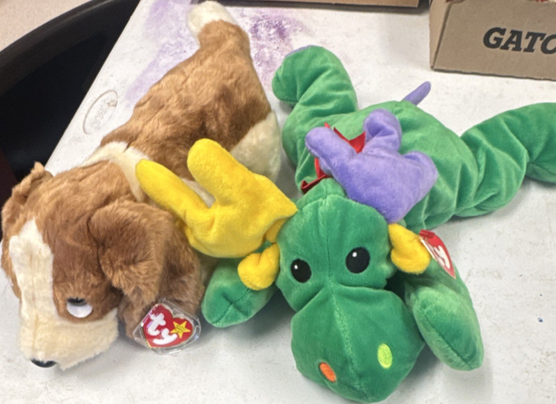 Large Ty Pillow Pals Beanie Baby Plush Lot 2 Antlers & Tracker 1997