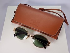 Celine CL40235U 30N 54mm Round Gold Sunglasses with Green Lens