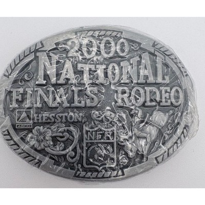 Heston 2000 National Finals Rodeo Silver-Tone Belt Buckle