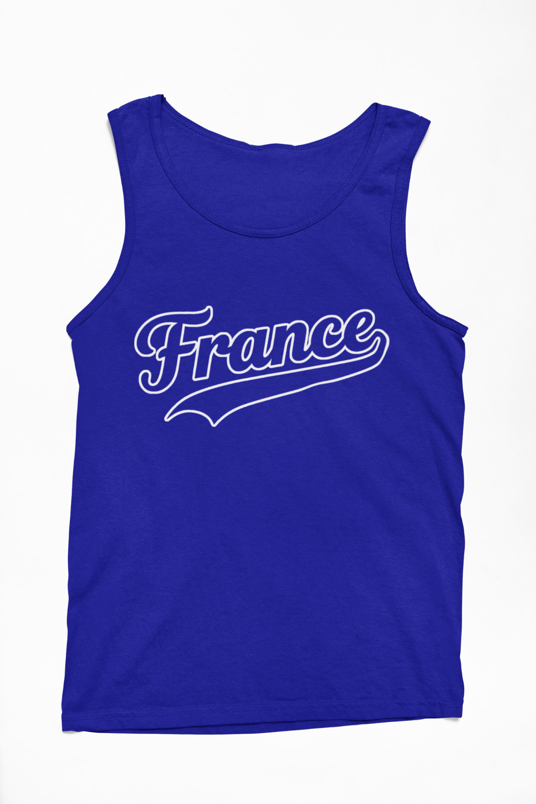 France Script Swash Wordmark Name National Soccer Futbol Football Tank Top