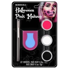 Halloween Makeup Kit with Tri-Color Face Paint, Pink Hair Chalk  B0D5HBB15C