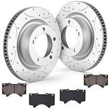 Rear Brake Kit OE Drilled and Slotted Brake Rotors and Carbon Ceramic Brake Pads