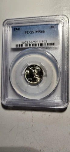1941 MERCURY DIME PCGS SLABBED & GRADED MS66--VERY NICE--Free Shipping!
