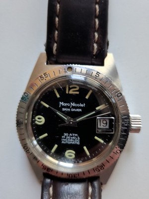  Marc Nicolet Skin Diver  c1960 Skin Diver Automatic RARE (plexi HS)