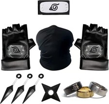 Für Naruto Cosplay Set Konoha Stirnband Ring Halskette ​Kunai Shuriken Spielzeug