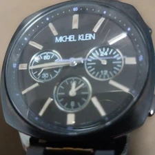 Michel Klein Chronograph Watch Analog 0.8in Black Steel Quartz Used