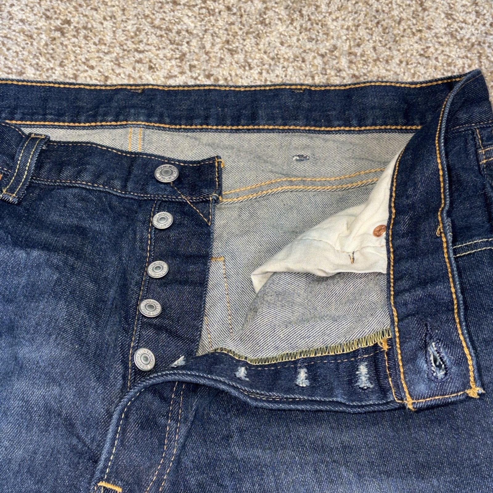 Levi's 501 Jeans Straight Leg Button Fly Denim Blue Mens Size 40x34 Fits 39 X 33 - View 4