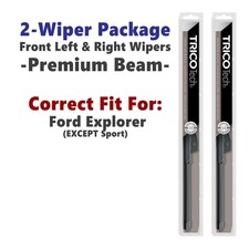 Wipers 2pk Beam Wiper Blades fits 02-04 Ford Explorer (EXCEPT Sport) - 19220x2