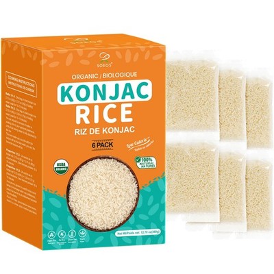 Organic Konjac Rice 6 Pack Plant Based Quick Cooking Low Carb Rice Alternative