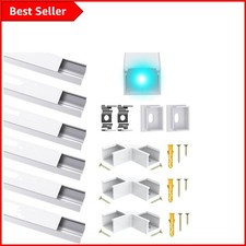 U-Form Aluminium Kanal mit milchig weiß Diffusor für 16mm LED Streifen - 6er Pack