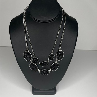Black & Silver Two Layer Statement Necklace