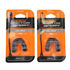 2 PACK Shock Doctor Sport Gel Max Classic Fit Youth Mouthguard Black/Blue Age 10