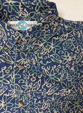 Vintage 90s Floral Hawaiian Shirt Men Large Tribal Tiki Luau Aloha Casual Cotton
