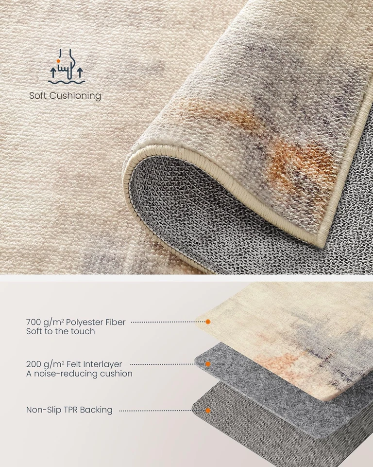 Tapete de área, tapete de 5x7 pés para sala de estar, tapete antiderrapante, estilo abstrato moderno,... - Imagem 2 de 4