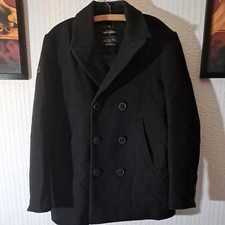 Superdry Merchant Line Black Pea Coat L Premium Naval Jacket