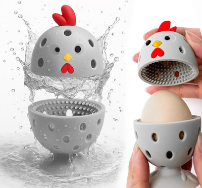 Egg Washer and Scrubber, 2 Reusable Silicone Chicken Shaped Scrubs