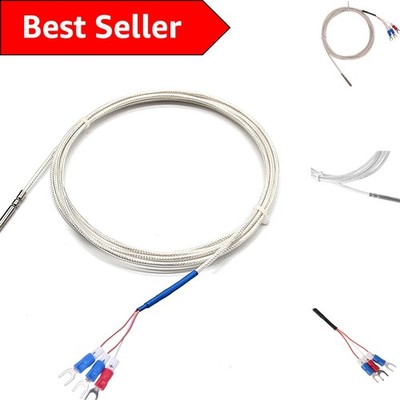 RTD Pt100 Temperature Sensor Probe, Waterproof Stainless Steel Thermistor Thr...