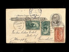 NY BATH 1898 TRANS-MISSISSIPPI EXPO POSTCARD, TRANS-MISS FRANKING TO GERMANY