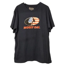 Mossy Oak Staghorn Creek Mens XL T-Shirt Patriotic USA Flag Graphic Tee