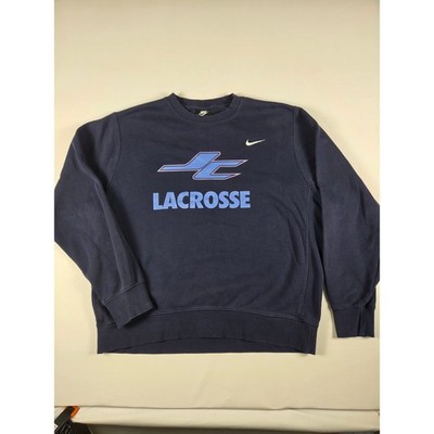 Nike Lacrosse Crewneck Sweatshirt Navy Blue Graphic Swoosh Pullover Mens Large