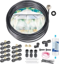 Misters for Outside Patio 26FT, Misting System with Filter, 9 Brass 26FT 