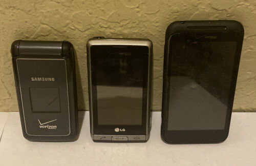 Lot de 4 téléphones portables vintage Verizon LG, Samsung et HTC - Non testé - Photo 1 sur 6